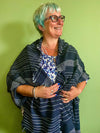Navy Spotted Fringe Scarf
